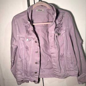 Lilac ripped jeans jacket